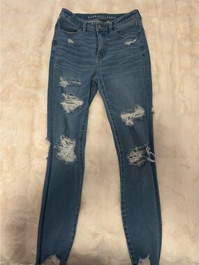 American Eagle Outfitters Women's Ripped Skinny Jeans - Blue